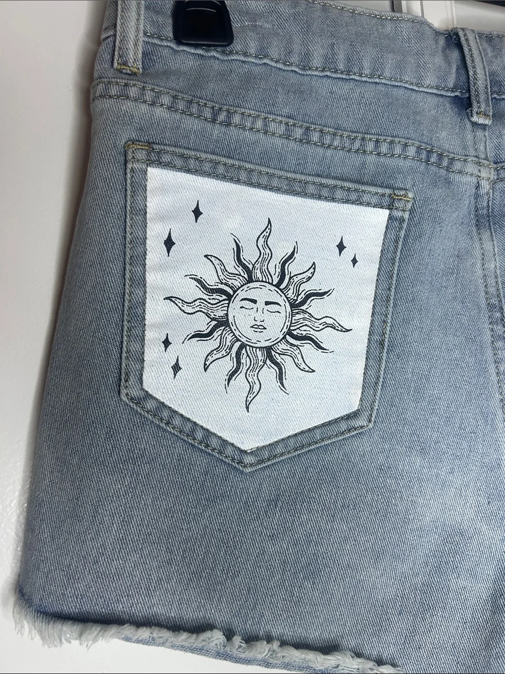 Celestial Sun/Moon Denim Shorts